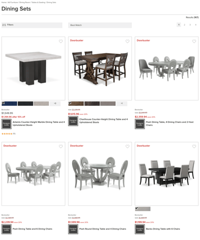 ecommerce merchandising strategy dining sets