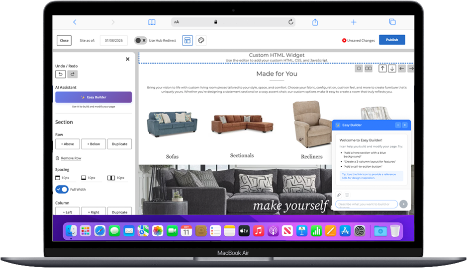AI assisted page element creation in the Blueport platform