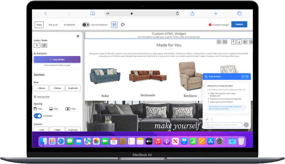 AI assisted page element creation in the Blueport platform