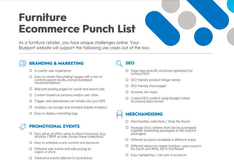 Furniture Ecommerce Punchlist